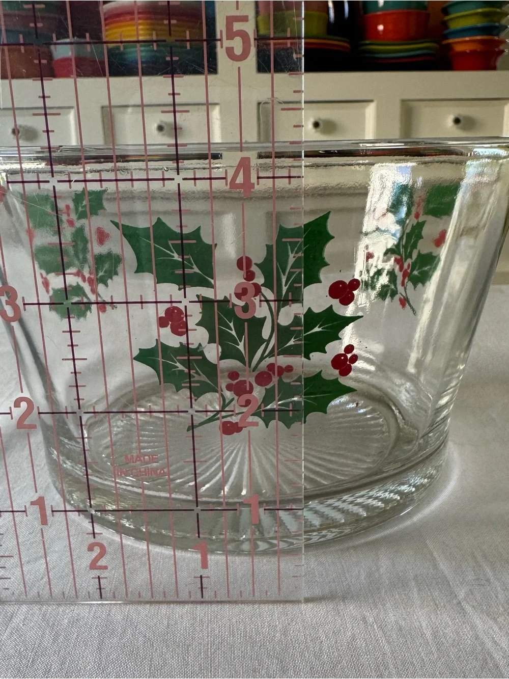 Vintage Indiana Glass Holly Berry Clear Glass Bowl | Ice Bucket | 1960s HTF